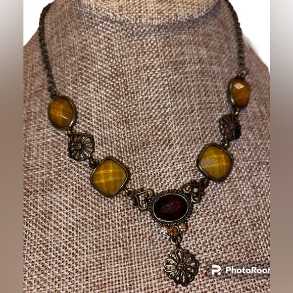 Lia Sophia necklace, jewel toned, neutral colors. - Picture 2 of 3
